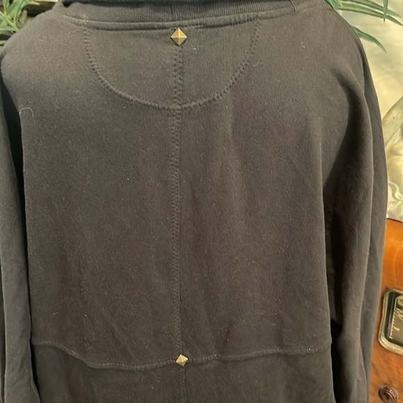 A Velvet rose mid weight fleece bat wing cocoon open jacket with metal detail - Picture 3 of 7